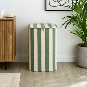 Modern Woven Stripe Laundry Hamper
