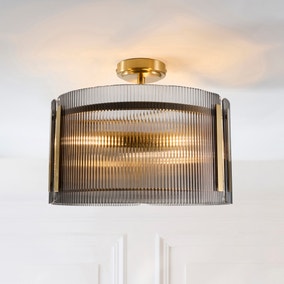 Veneto Ribbed 3 Light Semi Flush Ceiling Light