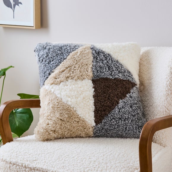 Patchwork Sheepskin Square Cushion