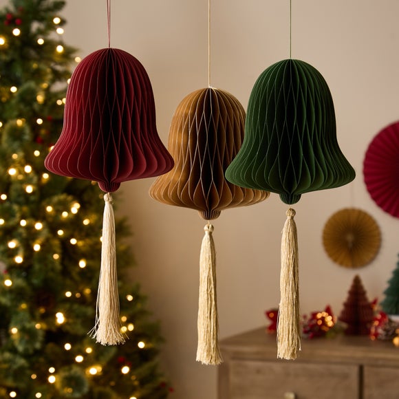 Set of 3 20cm Hanging Paper Bells