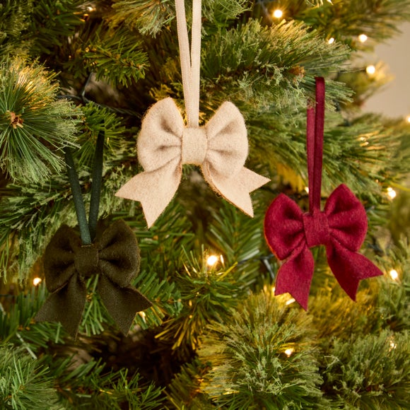 Set of 3 Mini Felt Hanging Bows
