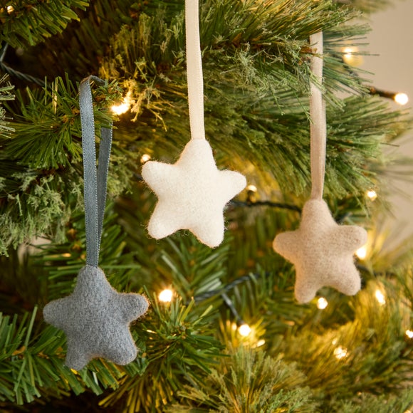 Set of 3 Mini Felt Hanging Stars