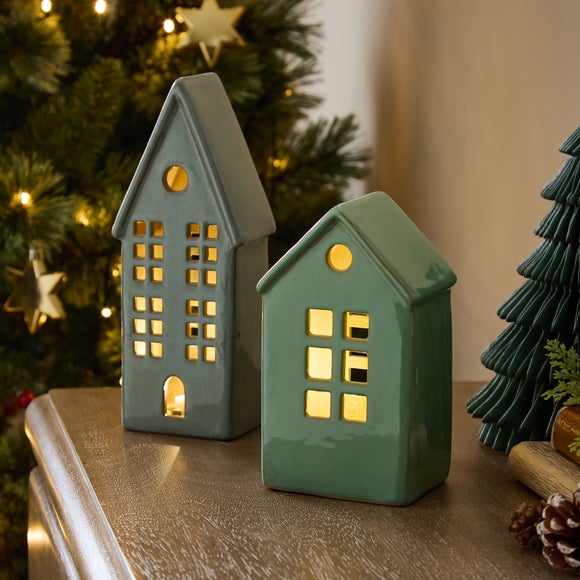 Set of 2 Ceramic Reactive Glaze Houses