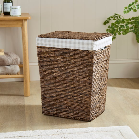 Wicker Gingham Laundry Basket