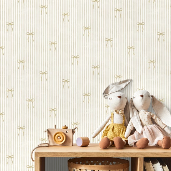 Bow Striped Wallpaper