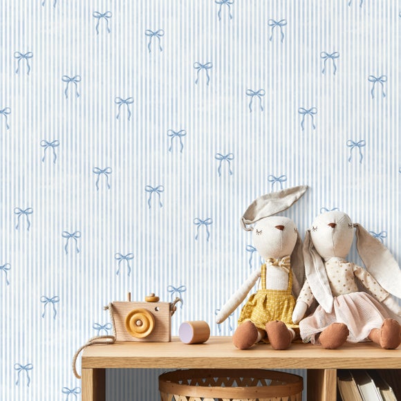 Bow Striped Wallpaper