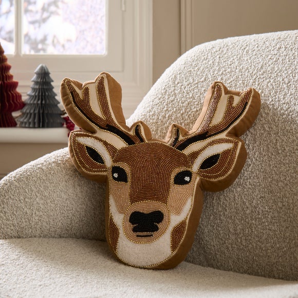 Beaded Deer Head Cushion