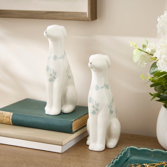 Set of 2 Ceramic Dog Ornaments