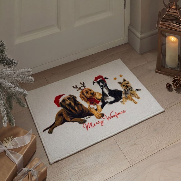 Christmas Dogs Washable Doormat