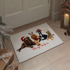Christmas Dogs Washable Doormat
