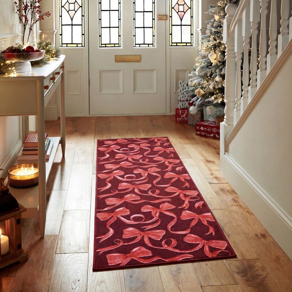 Vintage Christmas Bow Washable Runner