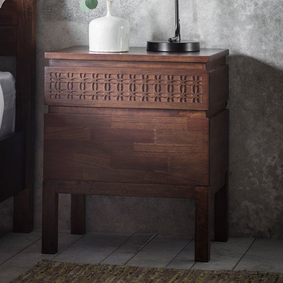 View Return - Baytown Retreat Bedside 2 Drawer Chest- Dark Wood View Return - Baytown Retreat Bedside 2 Drawer Chest- Dark Wood