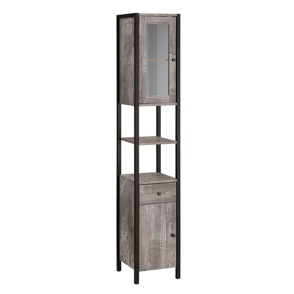 Return - Colton Concrete Effect Tallboy Storage Unit With Glass Door