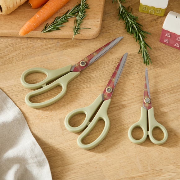 Pack of 3 Tartan Check Scissors