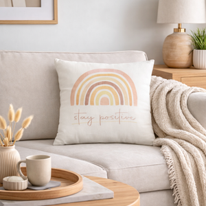 Stay Positive Line Art Square Cushion