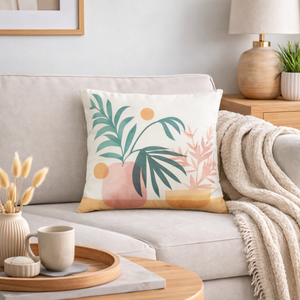 Plant Pots Line Art Square Cushion