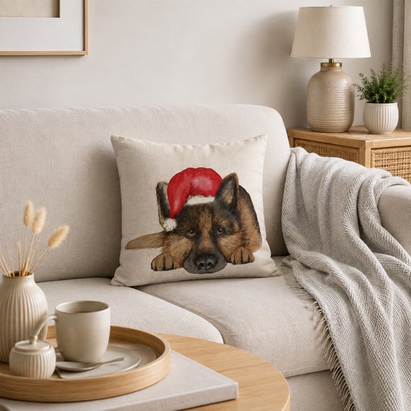 Photo 1 of German Shepherd Christmas Hat Square Cushion