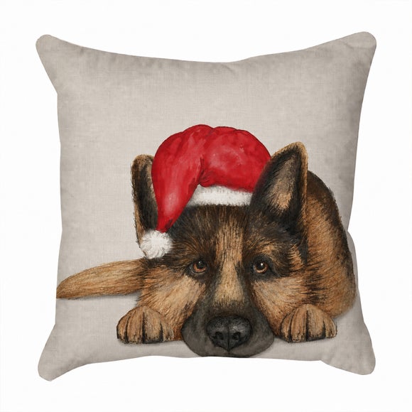 Photo 2 of German Shepherd Christmas Hat Square Cushion