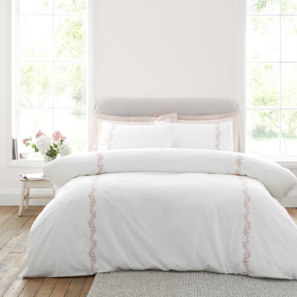 Bianca Camille Embroidered Floral 100 Cotton Duvet Cover & Pillowcase Set
