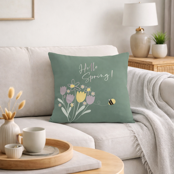 Hello Spring Square Cushion Cover