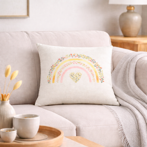 Rainbow Floral Square Cushion