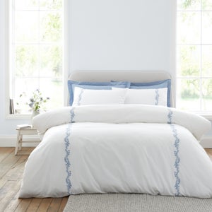 Bianca Camille Embroidered Floral 100 Cotton Duvet Cover & Pillowcase Set