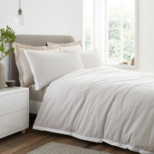 Bianca Seersucker Woven Stripe 100 Cotton Duvet Cover & Pillowcase Set