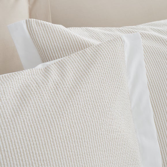 Photo 4 of Bianca Seersucker Woven Stripe 100 Cotton Duvet Cover & Pillowcase Set