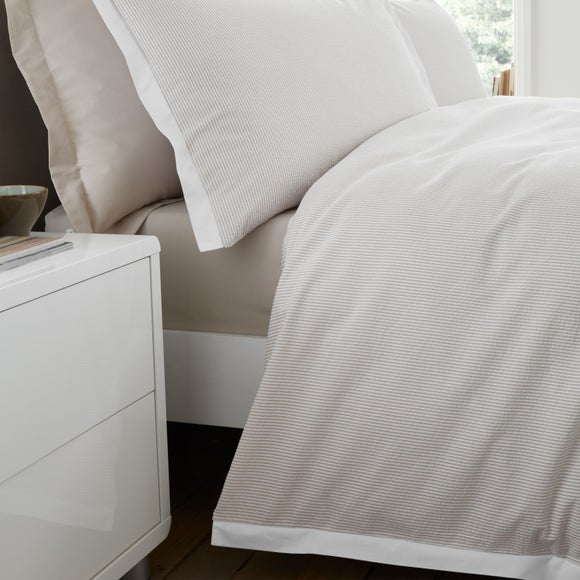 Photo 5 of Bianca Seersucker Woven Stripe 100 Cotton Duvet Cover & Pillowcase Set