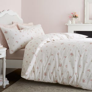 Bianca Vintage Rosebud Lace 100 Cotton Duvet Cover & Pillowcase Set