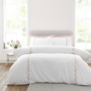 Bianca Camille Embroidered Floral 100 Cotton Duvet Cover & Pillowcase Set