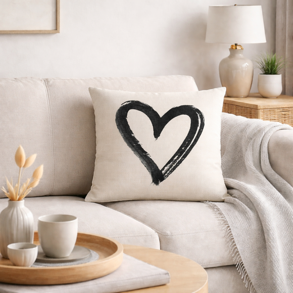 Painted Heart Square Cushion