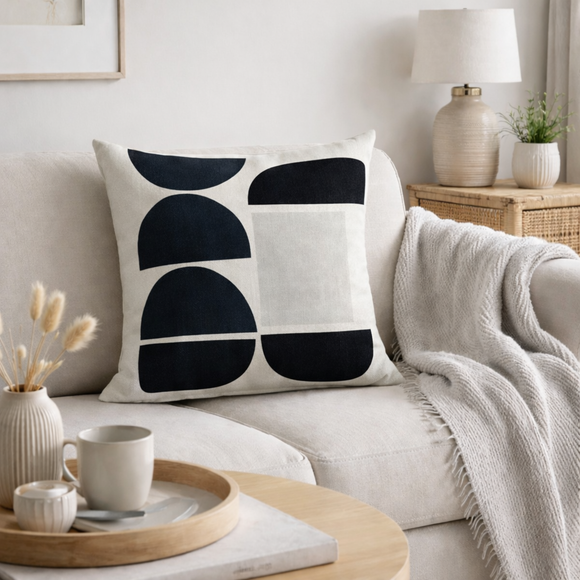 Cut Out Moon Square Cushion Cover