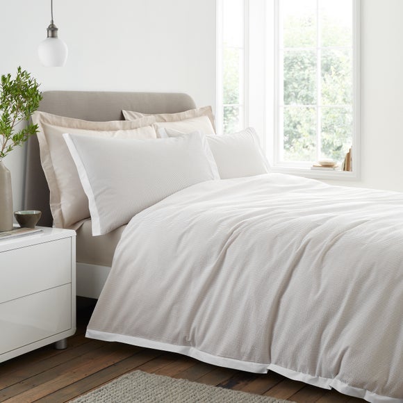 Bianca Seersucker Woven Stripe 100% Cotton Duvet Cover & Pillowcase Set