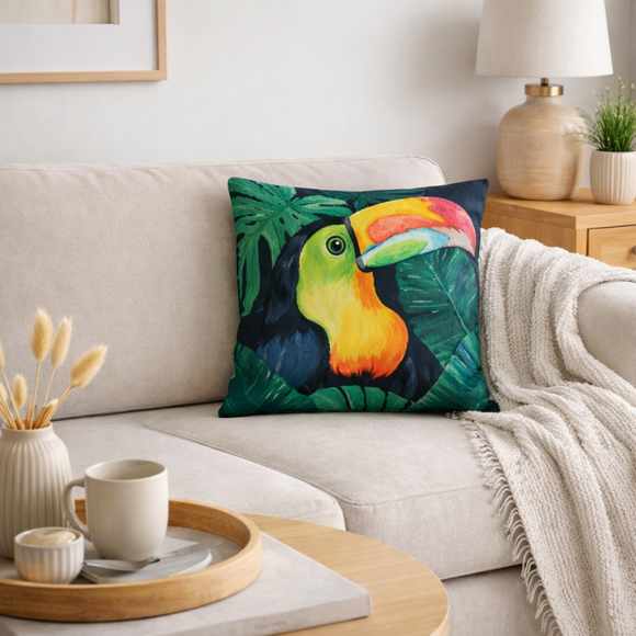 Jungle Toucan Square Cushion Cover