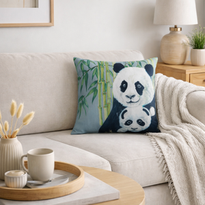 Jungle Panda Square Cushion Cover