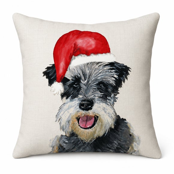 Photo 2 of Schnauzer Christmas Hat Square Cushion