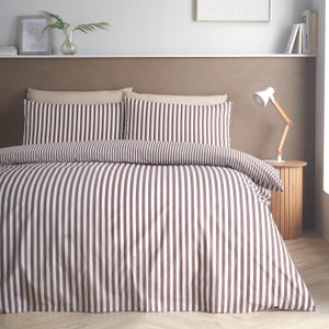 Catherine Lansfield Epping Textured Stripe Quilt Cover & Pillowcase Set