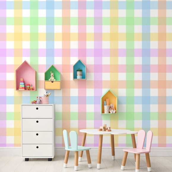 Rainbow Gingham Large Mural