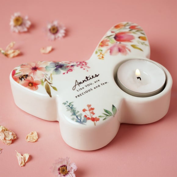 The Cottage Garden Floral Butterfly Ceramic Tealight Holder