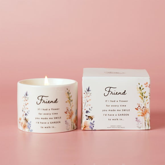 The Cottage Garden Peach Floral Ceramic Candle