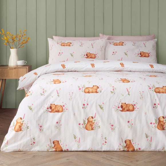 Catherine Lansfield Happy Capy(Bara) Quilt Cover & Pillowcase Set