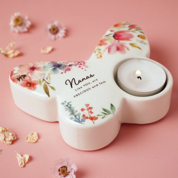 The Cottage Garden Floral Butterfly Ceramic Tealight Holder