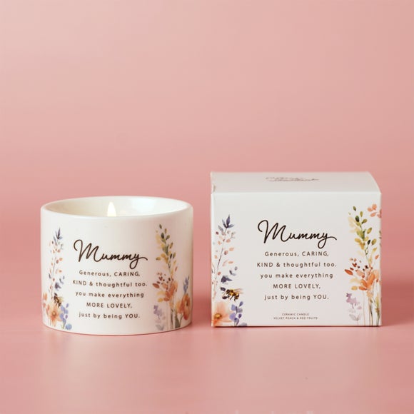 The Cottage Garden Peach Floral Ceramic Candle