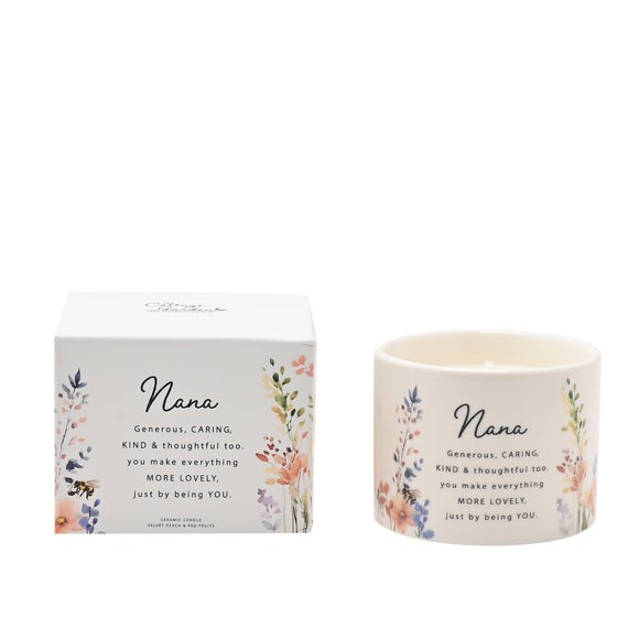 The Cottage Garden Peach Floral Ceramic Candle