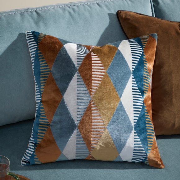 furn. Metro Harlequin Velvet Square Cushion
