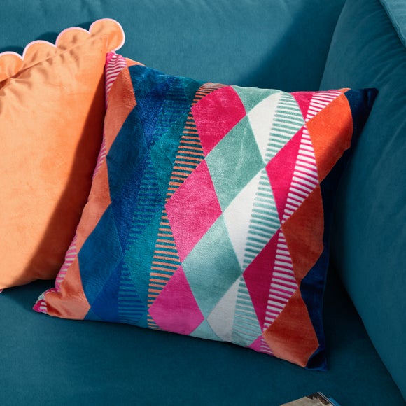 Furn. Metro Harlequin Velvet Square Cushion