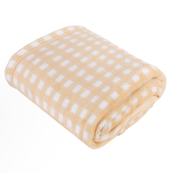 furn. Gingham Fleece Throw 130cm x 150cm