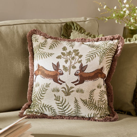 Wylder Nature Fable Rabbits Cotton Square Cushion