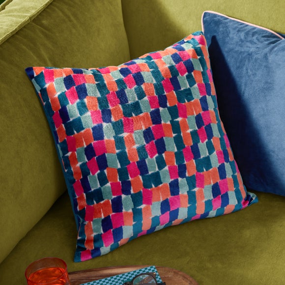 Furn. Metro Blocks Velvet Square Cushion